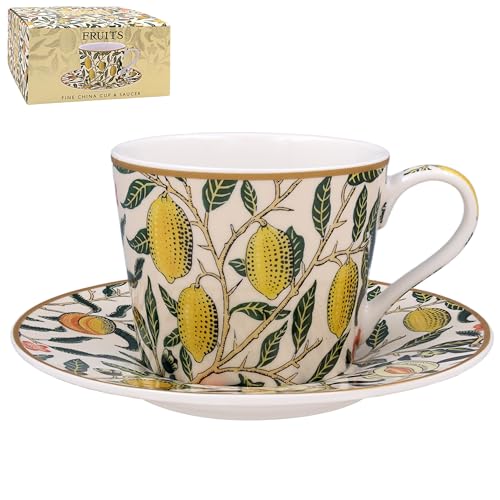 The Leonardo Collection Fruits Cup & Saucer Set William Morris for Hot & Cold Drinks | Durable Coffee Cups for Home & Office | Comfortable & Easy-to-Hold Coffee Mugs for Beverages & Daily Use - Image 3