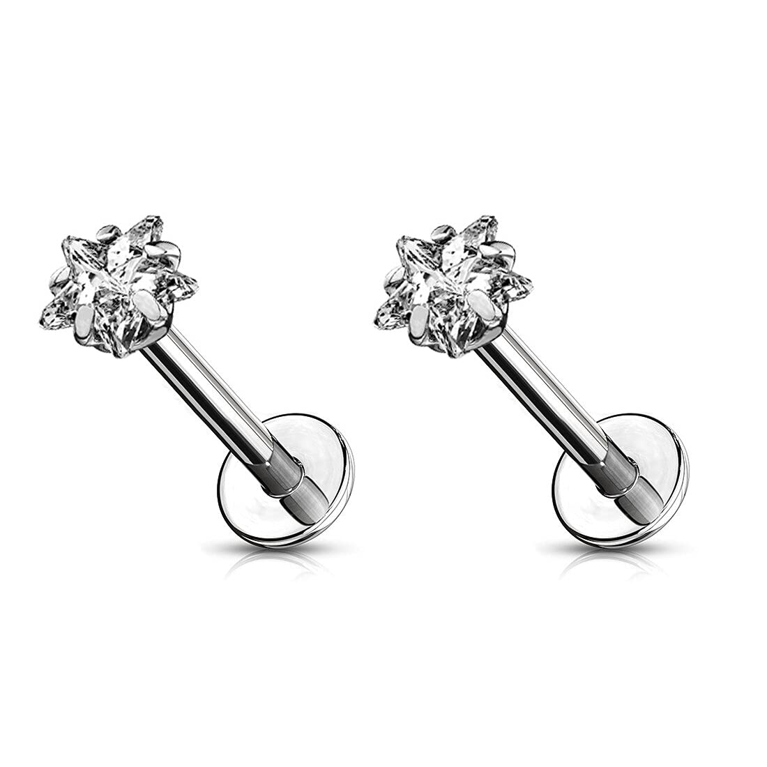 Gadgetsden Internally Threaded 316L SS Labret Monroe Lip Ring Tragus Helix Silver Color Star Cubic Zircon Earring Stud 16G (B09D3RWG8M) Amazon Price History, Amazon Price Tracker