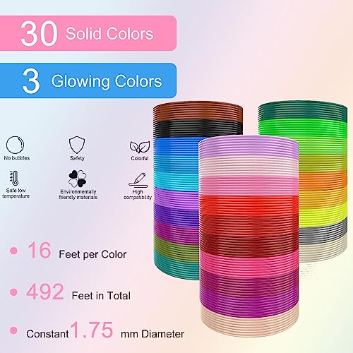Filament pour stylo 3D - 1,75 mm - PLA - 30 couleurs - Chaque couleur 5 m - Avec tapis de pochoir en silicone pour impression 3D - 17,1 x 17,1 cm - Feuille d'impression 3D - Planche de copie et 2 2 Filament pour stylo 3D - 1,75 mm - PLA - 30 couleurs - Chaque couleur 5 m - Avec tapis de pochoir en silicone pour impression 3D - 17,1 x 17,1 cm - Feuille d'impression 3D - Planche de copie et 2 – Image 3