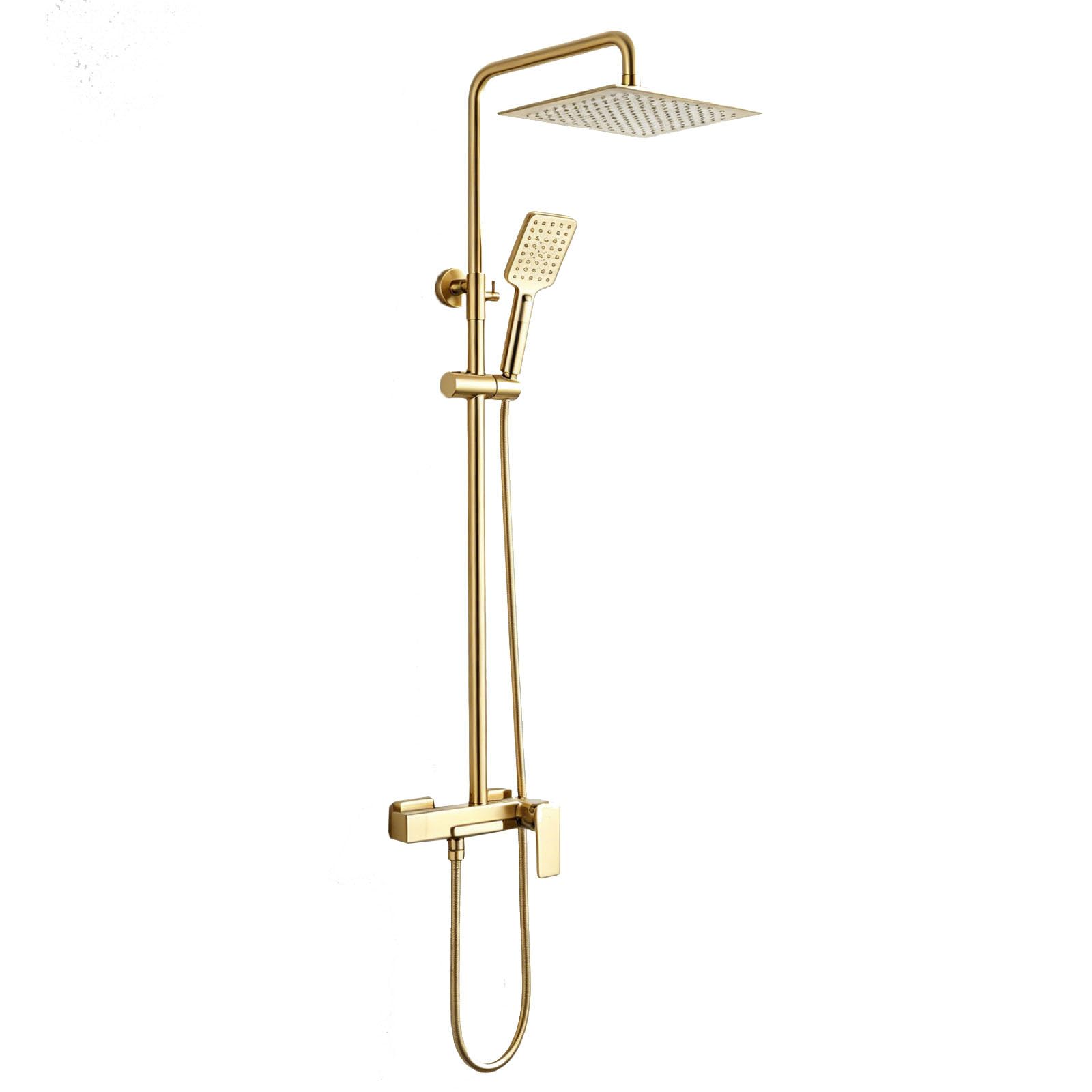 Colonna Doccia con Bocca Vasca Girevole a 90° Oro Spazzolato