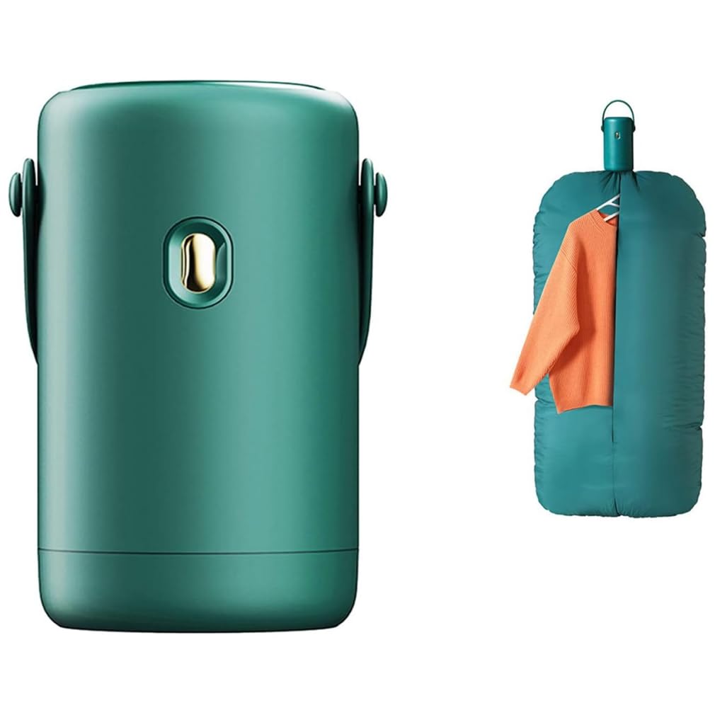 NONCHI Secadora De Ropa Portátil, Secadora De Ropa De Viaje Eléctrica Plegable con Bolsa De Secado, Mini Secadora De Ropa para Viaje, Apartamento, Autocaravana, Dormitorio,Verde