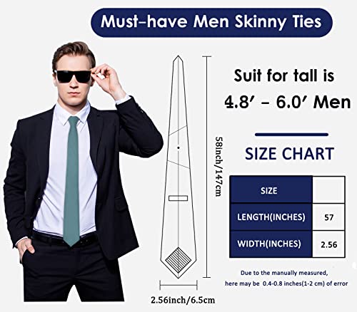 Image of Mantieqingway Mens Skinny Ties,2.56 inch Cotton Neckties Striped Plaid Ties for Groom Groomsmen Wedding Party Christmas