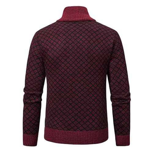 JEKE-DG Men's Slim Fit Full Zipper Sweater Stand Collar Knit Cardigan Sweater Long Sleeve Cable Casual Sweaters3