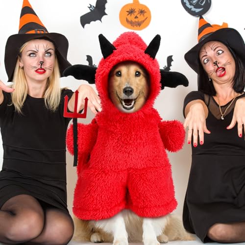Disfraz para perro Halloween Sudadera Diablo terciopelo miniatura 4