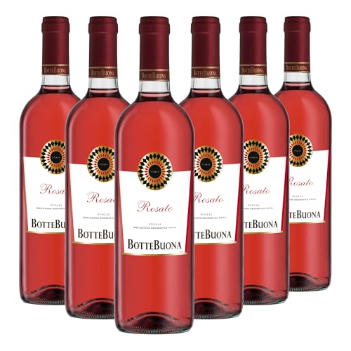Bottebuona Rosato Puglia IGT – Vino rosado italiano de Apulia - Caja de 6 botellas, 4500 ml, 12 % vol.