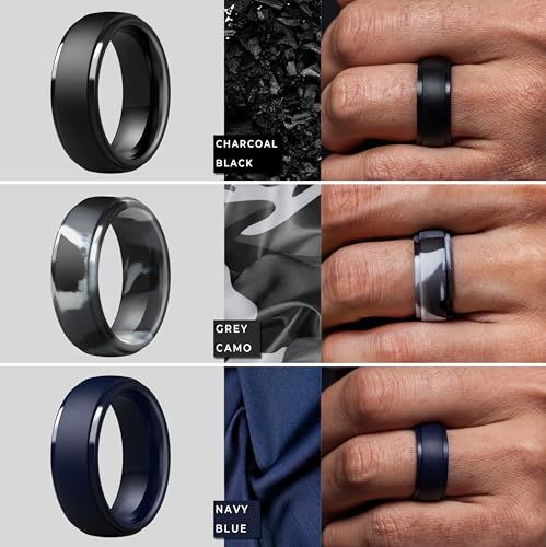 image for ThunderFit Silicone Men’s Wedding Rings, 10mm Wide 2.5mm Thick Rubbe