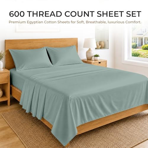 Image of SGI bedding RV Short Queen Sheet Set 60x75, 600 TC Egyptian Cotton, 4 Piece Luxury Hotel Collection, Ultra Soft & Breathable, Fits RV Mattress Camper & Trailer, 15 Inch Pocket, Aqua Green