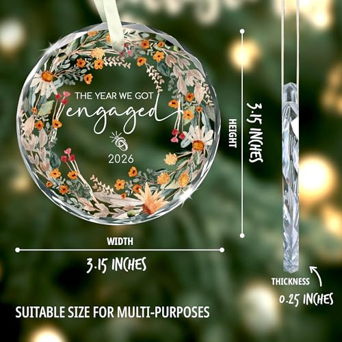Engagement Gifts for Couples 2026, Glass Engagement Ornament 2026 - The Year We Got Engaged Ornament for Daughter, Newly Engaged Gifts for Couple Friend, for Fiance, Bride to Be - Image 3