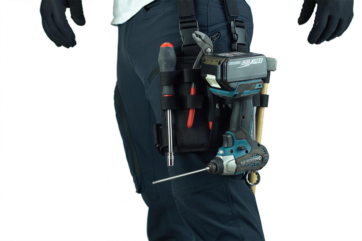 Holster Z 2.0 – Werkzeug Beintasche | Taktischer Tool Holder mit Beinschlaufe | Werkzeuggürtel Zubehör für Elektriker, Dachdecker, Handwerker, Heimwerker | Organizer für Schraubendreher, Bits, Zangen