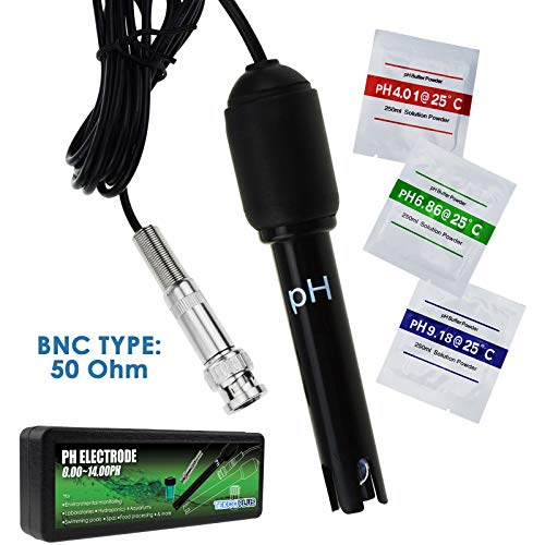 0-14pH Probe Electrode with BNC Cable for Water,Pool,Hydroponics,Calibration Powder,Aquarium (150 cm Electrode)