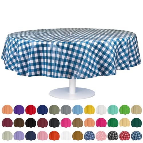 Image of Grandipity Plastic Table Cloth Disposable 12 Pack 84 inch Round Gingham | Plastic table covers, durable disposable tablecloths, fade and tear-resistent table cover for party, event