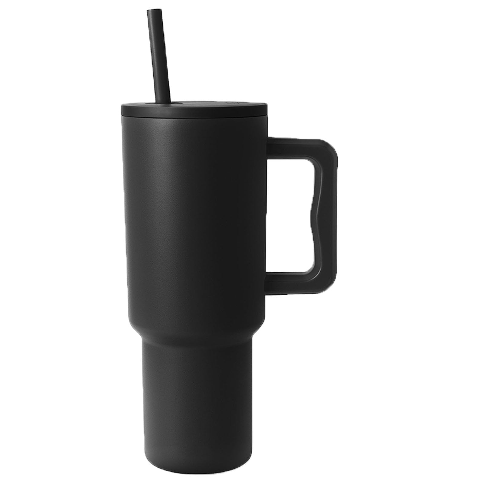 Xspring Simple Modern 40 oz Tumbler, Stainless Steel Cup with Handle and Straw Lid, Vacuum Insulated Coffee Mug Stainless Steel Travel Mug for Reusable Straws Tips Lids (Black)