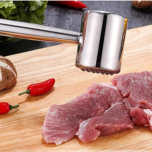 Duokon Martillo para ablandar Carne para Cocina y Barbacoa ablandador de Acero Inoxidable para Pounder