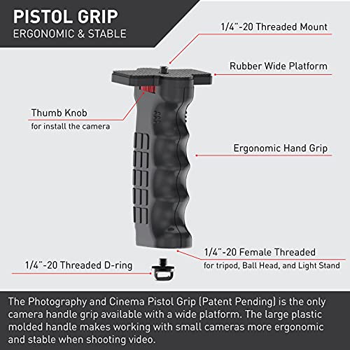 Photography & Cinema Pistol Grip Handle With Standard 1/4" Screw For Dslr Mirrorless Camera, Video Stabilizer Handle, 5X3X2 Inch #TOP1