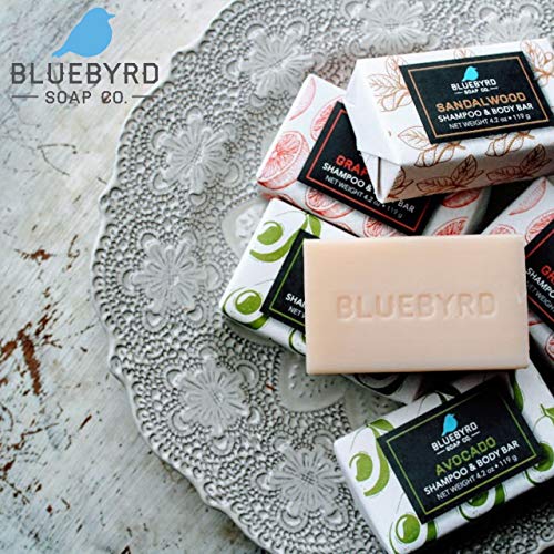 Bluebyrd Soap Co. Sandalwood Scented Solid Shampoo Bar, Hair Wash Bar, Natural Solid Shampoo Bar For All Hair Types, All-In-One Shower Solution Bar - For Body & Hair | Beards | Shaving Bar, Paraben-Free, Sulfate-Free, Alcohol-Free, Silicone-Free, Eco-Friendly, Usa Made, 4.2Oz (Sandalwood) #TOP2