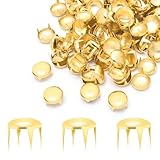 200pcs 12mm Round Dome Rivets Spike Studs Spots Nailhead Punk Rock DIY Leather Craft for Shoes Clothing Bag Parts Decoration (Golden)