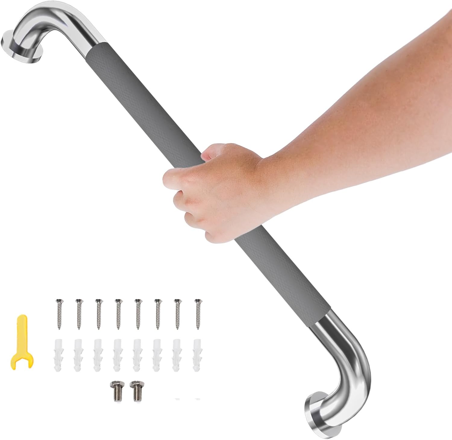 24 Inch Shower Grab Bar, Bathroom Grab Bar Handle with Anti-Slip Knurled Grip, Stainless Steel Bath Balance Bar, Bath Safety Bar Support for Seniors Elderly, Shower Hand Rails Brushed Nickel -1 Pack 24 IN Brushed Nickel