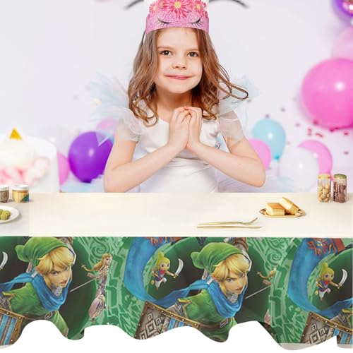 Image of 2Pcs Zeldas Tablecloth Disposable Tablecover Birthday Party Supplies and Decorations for Kid Boy Baby Shower Rectangle Tables 70 inchX42 inch,2 Pack