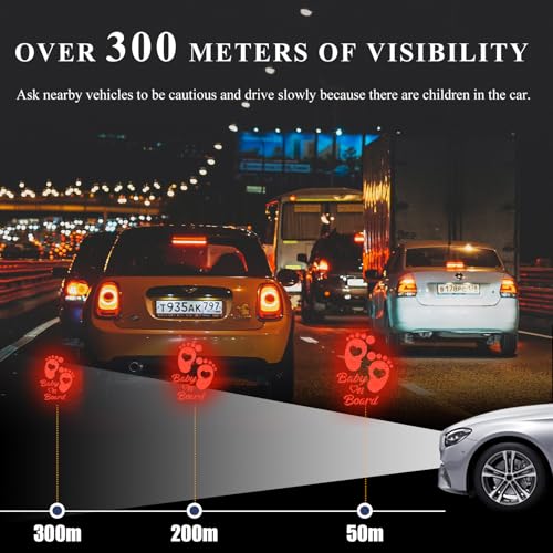 Image of Baby on Board Car Sticker, High Intensity Reflective Baby on Board Footprint Safety Warning Decal, Waterproof Kids on Board Baby in Car Feet Decal Sticker for Bumper (Red)