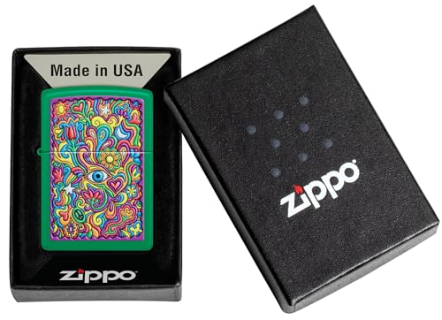 Image of Zippo Trippy Design Grass Green Matte,Windproof Pocket Lighter, Refillable, (BIS Certified)