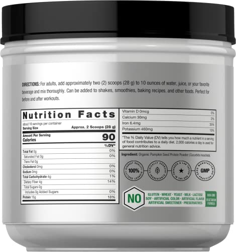 Horbäach Pumpkin Seed Protein Powder Organic | 16 oz | Vegetarian, Gluten Free, and Non-GMO Formula | Keto and Paleo Supplement | 15g of Protein Per Serving - Image 3