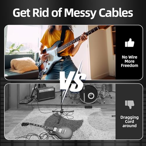 Sistema inalámbrico para guitarra T9, transmisor y receptor de audio inalámbrico para guitarra, bajo e instrumentos eléctricos, conectores de 1/4" y 1/8", pantalla LCD, Bluetooth, volumen ajustable, 5 horas de autonomía miniatura 2