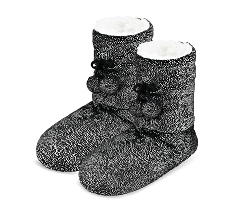 Image of DICUIRD Slipper Socks for Women,Fuzzy House Indoor Boots Slippers with Soft Soles,Warm Cozy Fluffy Sherpa Lined Booties Socks with Non Slip Bottom