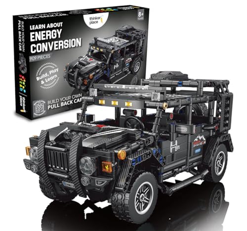 Image of 1:14 DIY Blocks Pull-Back Car - Jeep | Buildable Construction Toy Car Kit | Friction-Powered Remote-Free Racing Vehicle for Kids | Educational STEM Toy for Boys & Girls