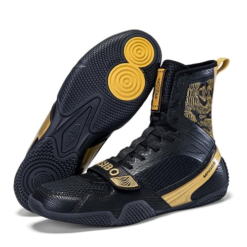 Zapatillas de Boxeo para Hombres y Mujeres, Transpirables, Lucha, Fitness, cómodas, Antideslizantes, para Culturismo y competiciones,Oro,39 EU