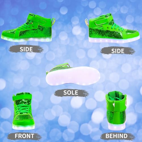Image of Glitter Led Shoes Light Up Shoes High Top Sneakers for Women Men Flashing Dancing Shoes for Halloween Christmas Party with USB Charging