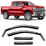 Voron Glass in-Channel Extra Durable Rain Guards for Trucks Chevrolet (Chevy) Silverado/GMC Sierra 1500 2019-2025 Double Cab, Window Deflectors, Vent Window Visors, 4 Pieces - 230091