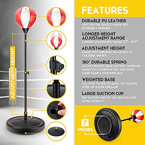 Officygnet Punching Bag For Kids, Ages 5, 6, 7, 8, 9, 10, 12 Years Old Boys, Boxing Bag Set Toy With Boxing Gloves, Height Adjustable, Ideal Christmas Birthday Easter Gift #TOP3
