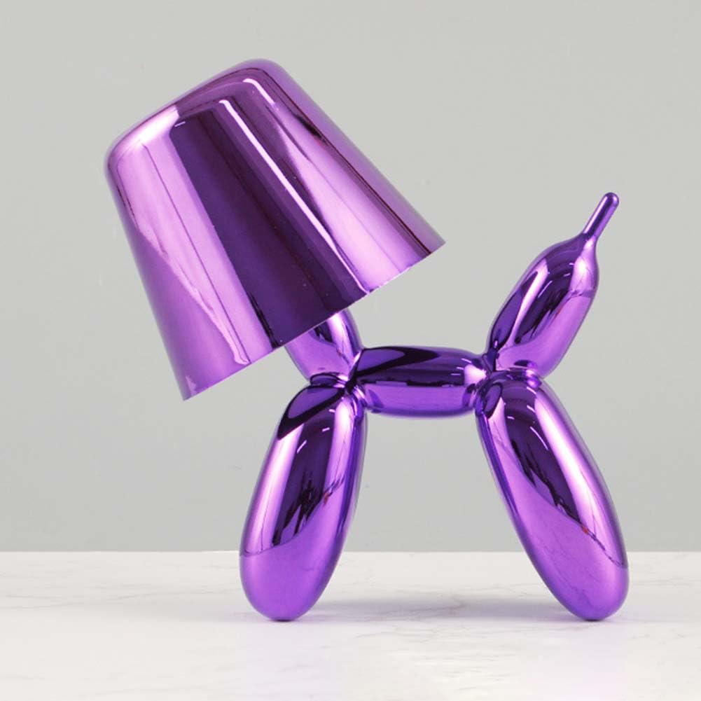 Deko Luftballon Hund Tischlampe Kabellos Dimmbare LED Akku Tischleuchte Kreative Cartoon Haustier Hund Kinderlampe Tragbar Verstellbares Nachtlicht Touch Schalter Nachttischlampe,Lila
