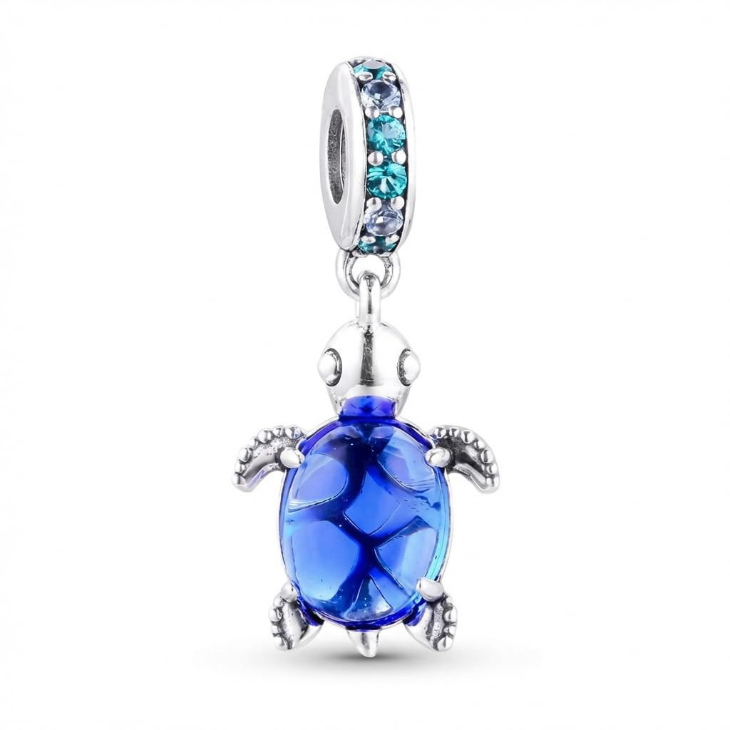 As shown in figure 2025 Summer Blue Murano Glass Sea Turtle Dangle Bead DIY Fits for Original P-DIY Bracelets Charm Fashion Jewelry (Turtle)