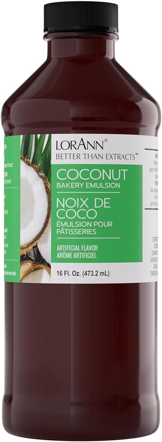 Coconut Bakery Emulsion: True Essence, Ideal for Boosting Fruit Tones in Cakes, Cookies & Desserts, Gluten-Free, Keto-Friendly, Extract Substitute Essential for Your Kitchen, 16 Oz