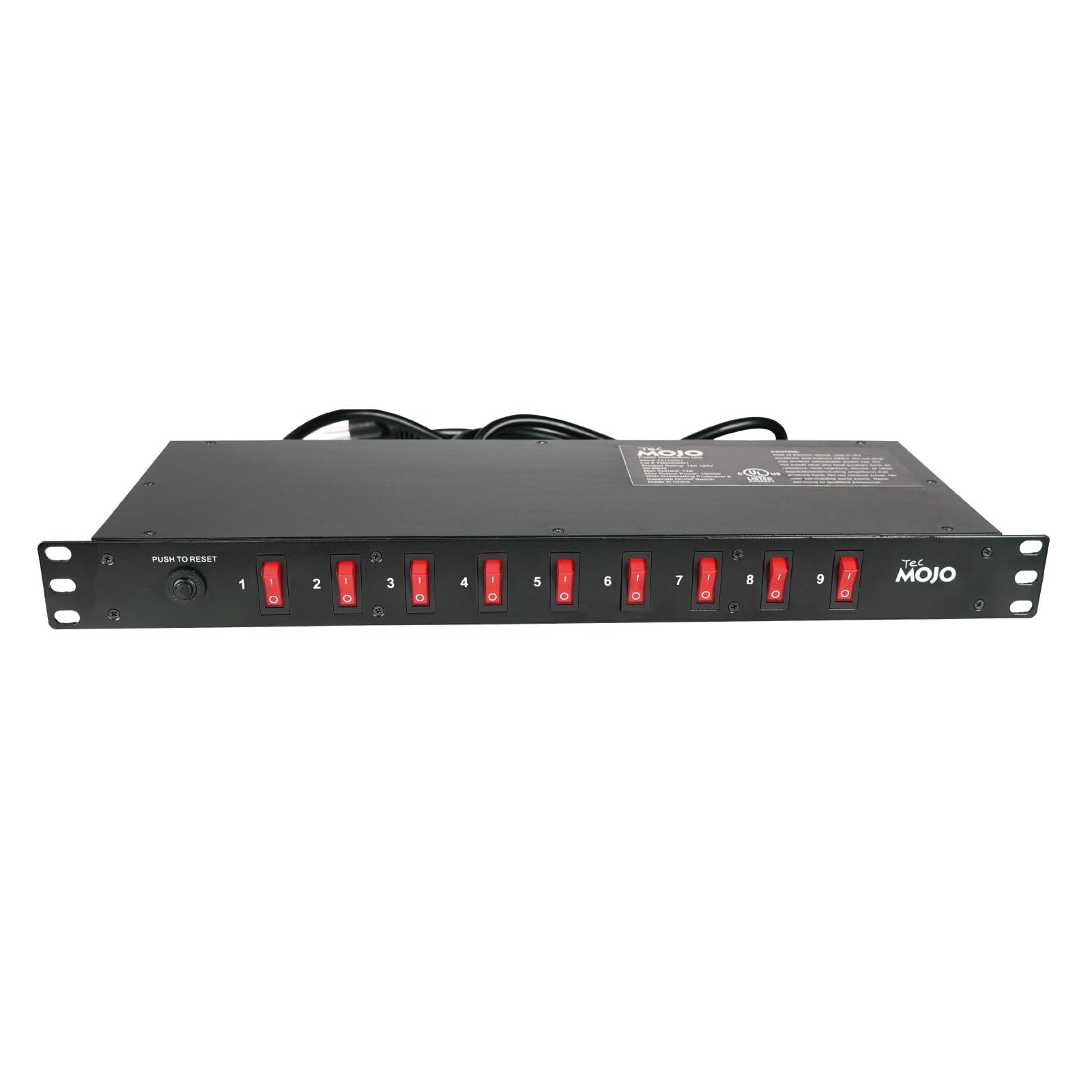 Tecmojo 9-Outlet Rack Mount Overloading Protection Circuit Breaker PDU, with Individual Switch 6ft Cord for IT and Network Racks and Cabinets(SKU# 13110901)
