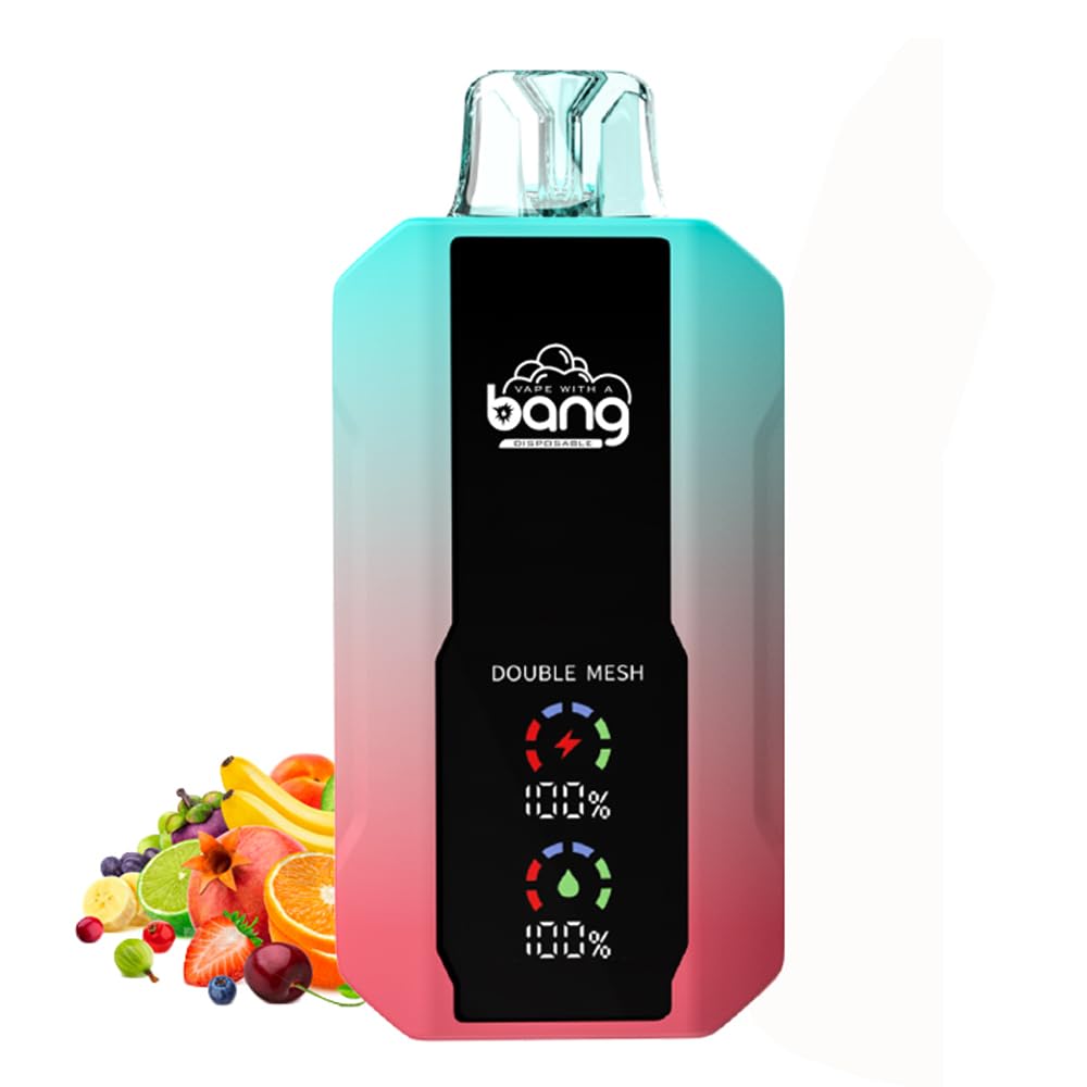 Bang 25000電子タバコ 使い捨て ベイプ vape 本体 持ち運び シーシャ 25000回吸引可能 水蒸気タバコ 禁煙 パイポ ニコチン タール無し大容量 電子シーシャ 12種類フレーバー Type-C充電式 ディスプレイ搭載 (ミクスフルーツ)