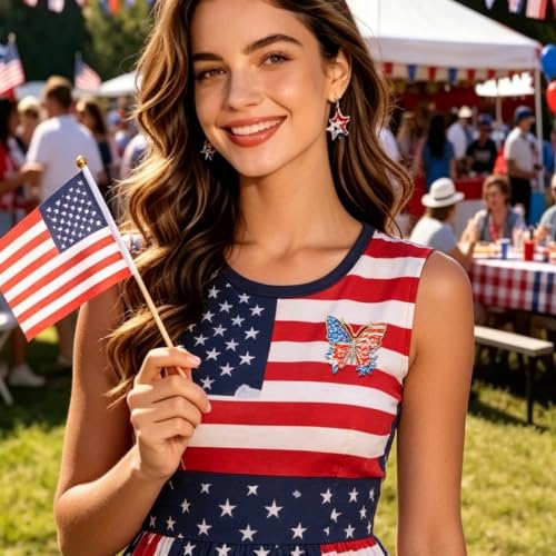 Image of YOQUCOL USA Flag Womens Brooch Pin American Patriotic Enamel Brooches for Women Dress Accessories
