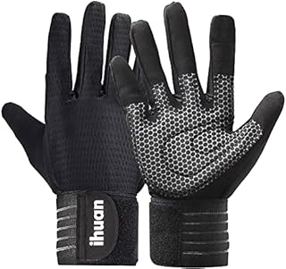 Ihuan Workout Gloves for Men Full-Finger: Weight Lifting Gloves for Men, Gym Lifting Gloves Full Hand Gloves for Weightlifting, Deadlift
