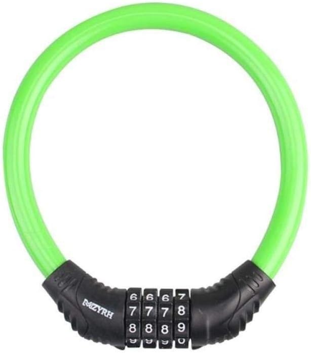 Chain Lock,Cycling Lock Padlock, Password Bicycle Code Lock Mountain Bike Portable Security Anti-Theft Cable Lock Steel Wire Lock Bicycle Accessories-Black (Color : Red) (Color : Green)