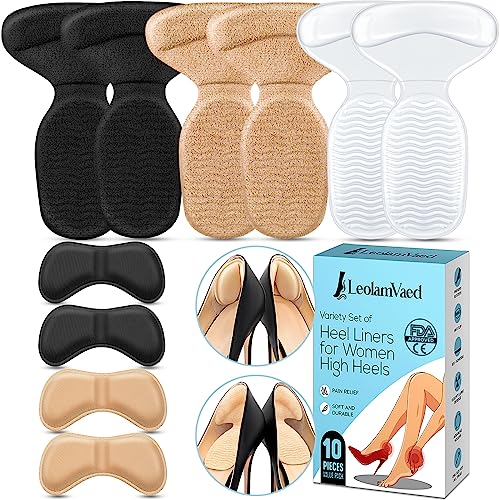 Image of Reusable Heel Grips for Women Shoes, Heel Pads for Shoes that are Too Big, Self-Adhesive Heel Inserts, Heel Cushion Inserts to Prevent Blisters, Make Shoes Fit Tighter (10 Pieces in A Set)
