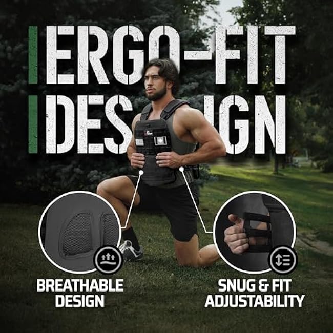 Amstaff Tactical Weighted Vest - Adjustable Weight Vests - Versatile Wearable Vest for Fitness Workouts, Strength and Endurance Training, Running