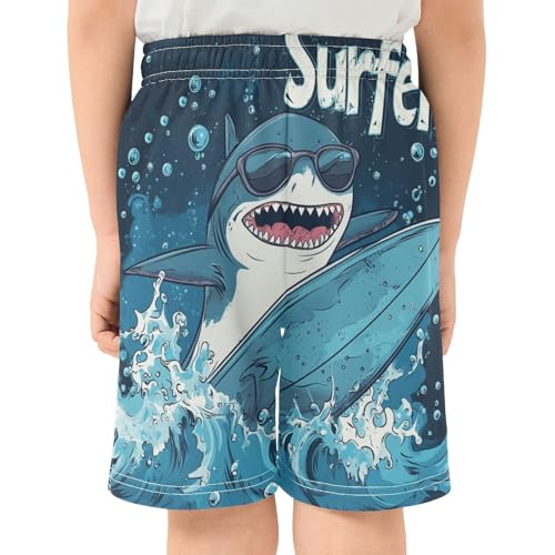 DOMIKING Surfing Shark Kids Shorts Pull-on Boys Shorts with Elastic Waist Casual Athletic Pants for Outdoor Summer3