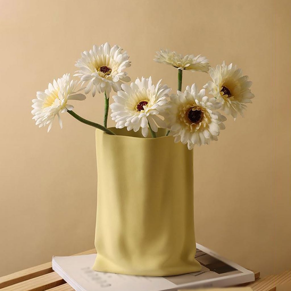Vaso in Ceramica for la casa, Soggiorno, Composizione Floreale, Portico, Ornamenti da Tavolo, Vaso di Fiori in Sacchetto Carta(A)