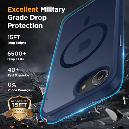 Image of Miracase for iPhone 16e case & iPhone 17e Case for MagSafe [with 2x9H+ Screen Protectors] TOP Military-Grade Protection Shockproof with Velvet Touch for iPhone 16e /17e Phone Case 6.1 inch, Dark Blue