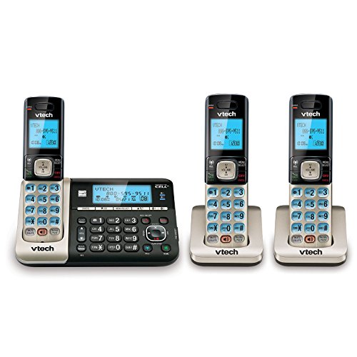VTech DS6751-3 3-Handset DECT 6.0 Cordless Phone with Bluetooth Connect to Cell, Digital