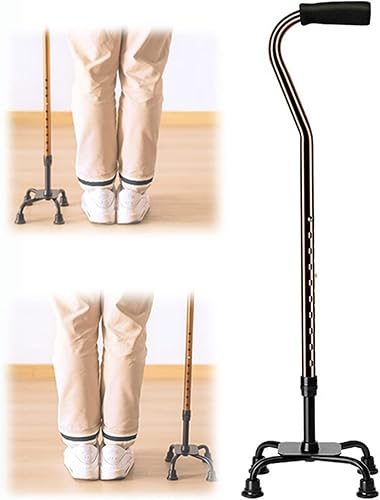 Bastón de caminar cuádruple, bastones para hombres, mujeres y personas mayores, bastón con mango de amortiguación suave, 1 unidad
