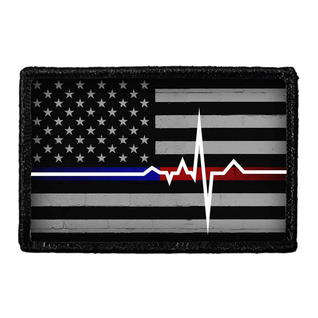 American Flag - Lifeline - Black and White Morale Patch | Hook and Loop Attach for Hats, Jeans, Vest, Coat | 2x3 in | by Pull Patch