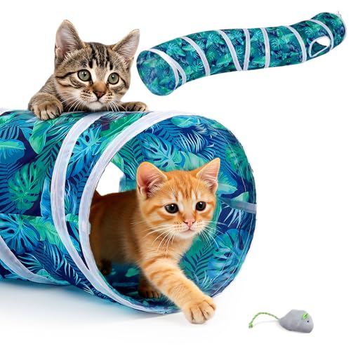 Image of Glittme Cat Tunnel, Cat Tunnels for Indoor Cats, S-Shape Peekaboo Cat Cave with Cat Toys, Foldable Cat Tubes and Tunnels for Cats, Rabbit, Puppy, Guinea Pig