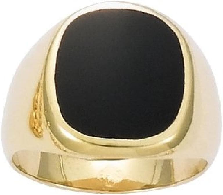 So Chic Jewels - 18k Gold Plated Black Onyx Signet Ring